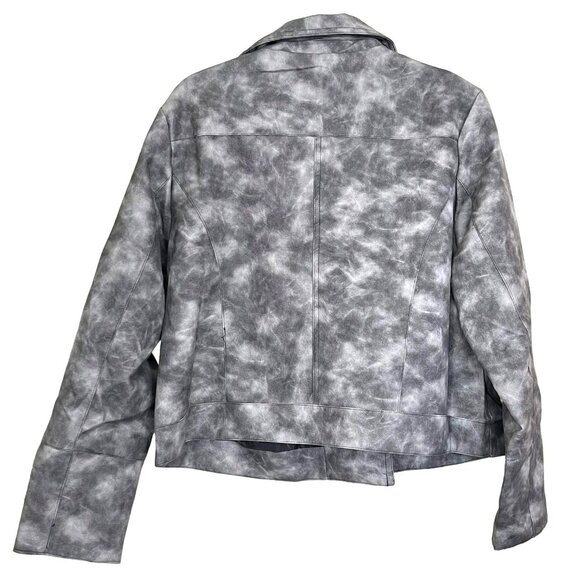 Nicole Miller Faux Leather Bomber Jacket Gray Marbled Moto Sz 1X NWT - Picture 4 of 5